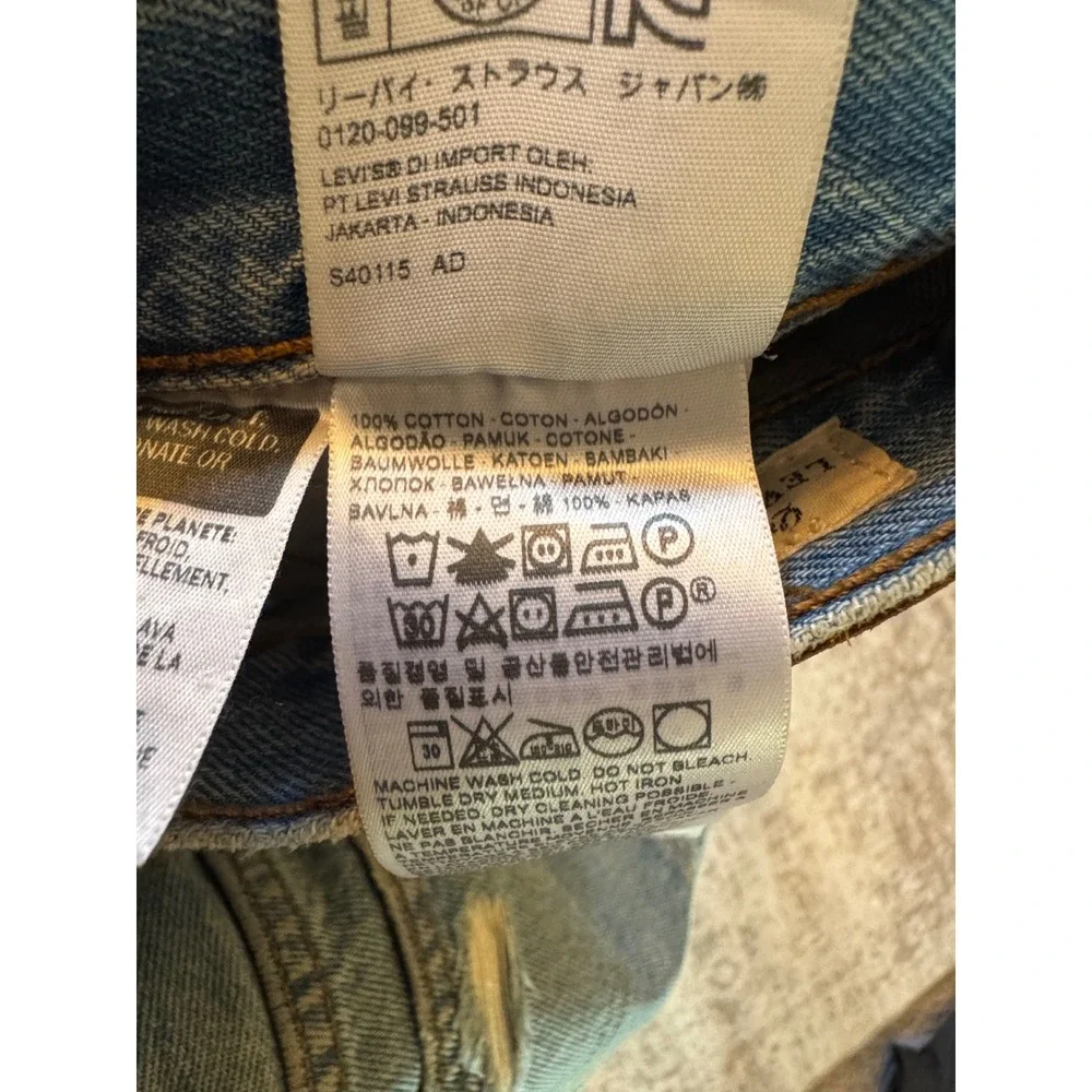 Levis 501 Skinny Distressed High Rise Button Fly Jeans Medium Wash Denim Size 27 - Picture 11 of 13